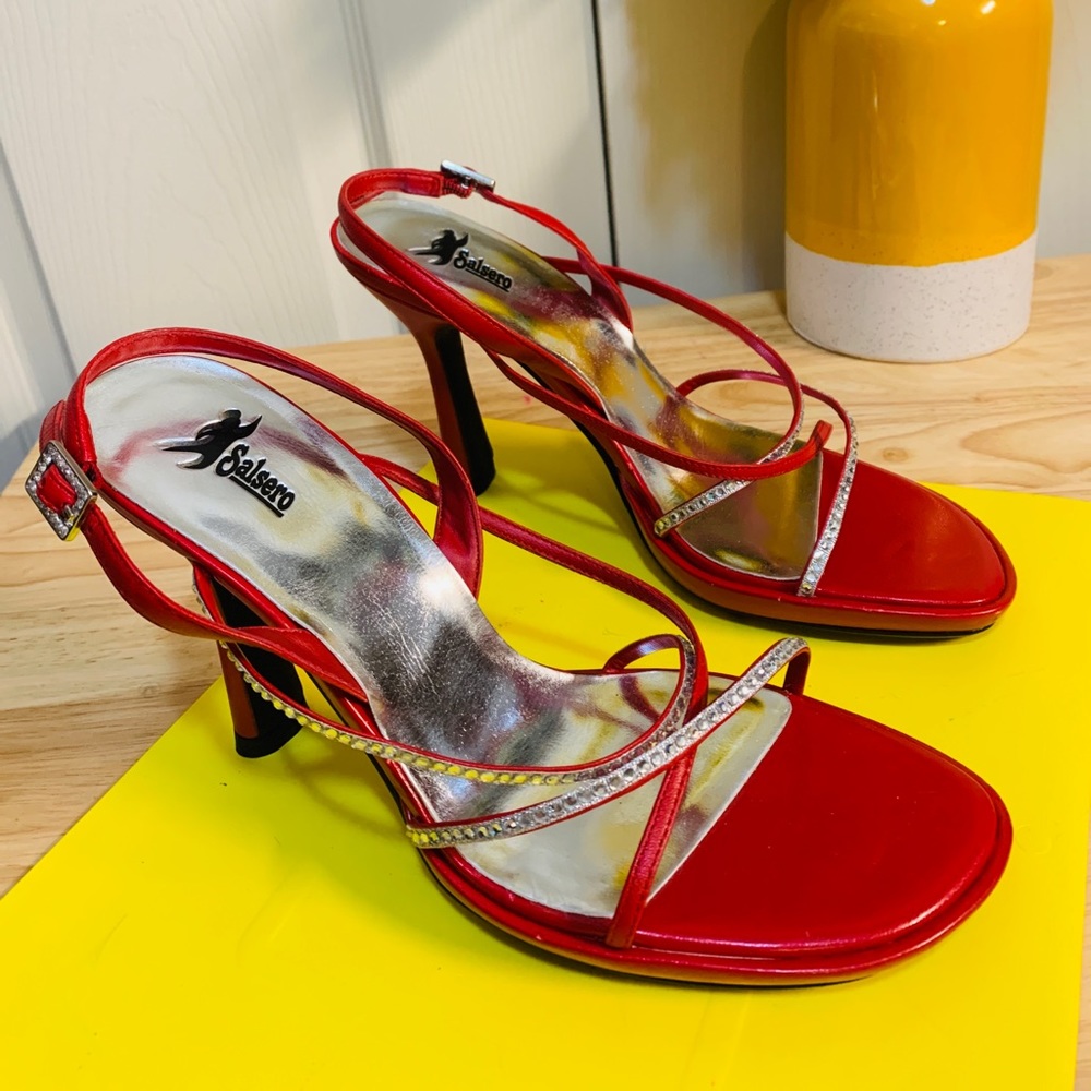 Salsero Red with Rhinestone Heels - Picture 4 of 8